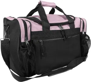 DALIX 17" Duffle Bag Dual Front Mesh Pockets (Black Gold Gray Dark Green Navy Blue Maroon Royal Blue Orange Pink Purple Red White