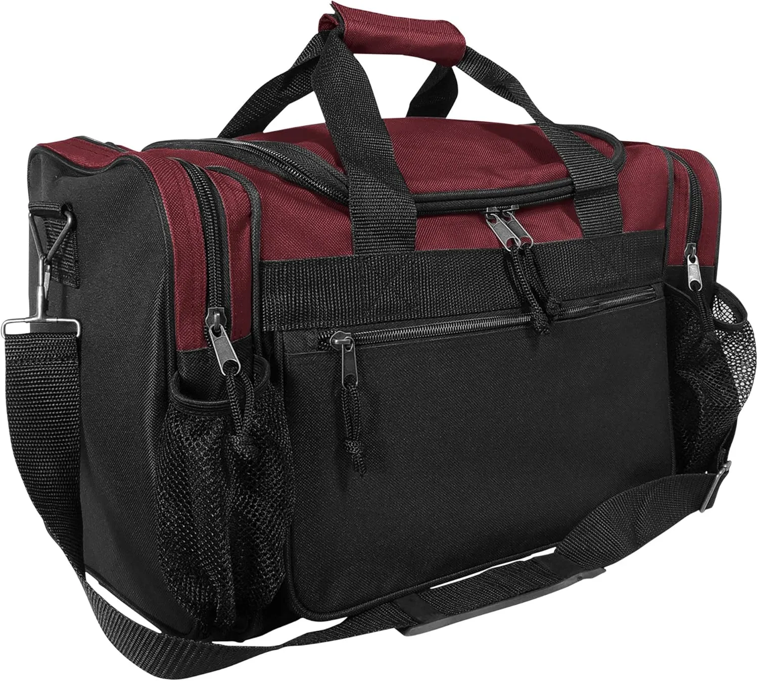 DALIX 17" Duffle Bag Dual Front Mesh Pockets (Black Gold Gray Dark Green Navy Blue Maroon Royal Blue Orange Pink Purple Red White
