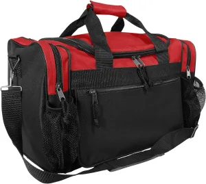 DALIX 17" Duffle Bag Dual Front Mesh Pockets (Black Gold Gray Dark Green Navy Blue Maroon Royal Blue Orange Pink Purple Red White