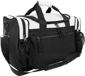 DALIX 17" Duffle Bag Dual Front Mesh Pockets (Black Gold Gray Dark Green Navy Blue Maroon Royal Blue Orange Pink Purple Red White