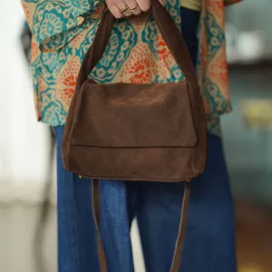 Dark Brown Suede Handbag