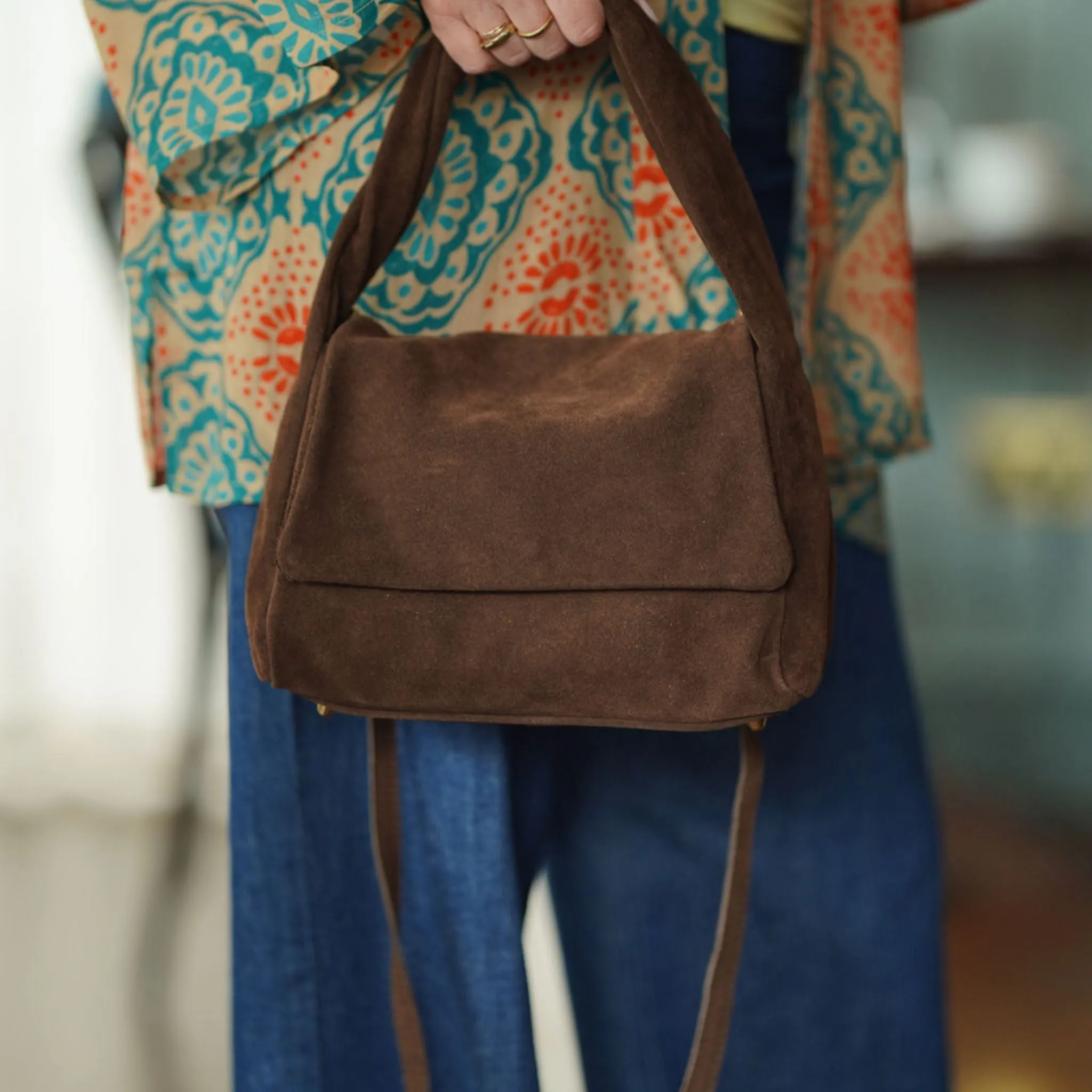 Dark Brown Suede Handbag
