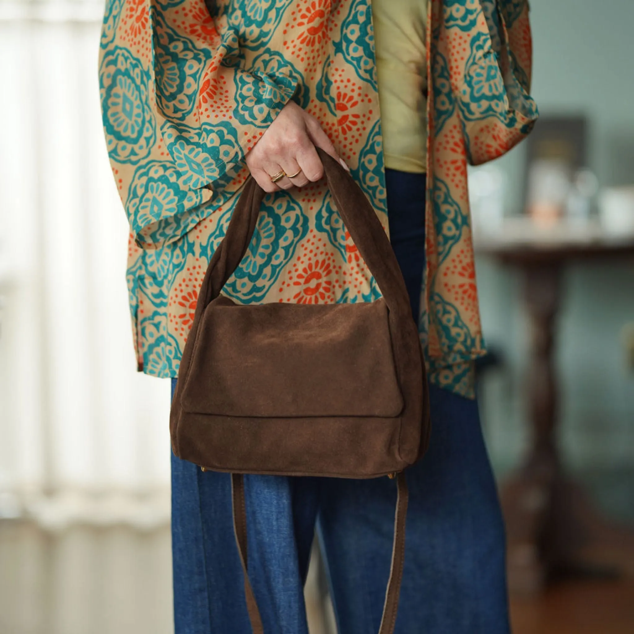 Dark Brown Suede Handbag