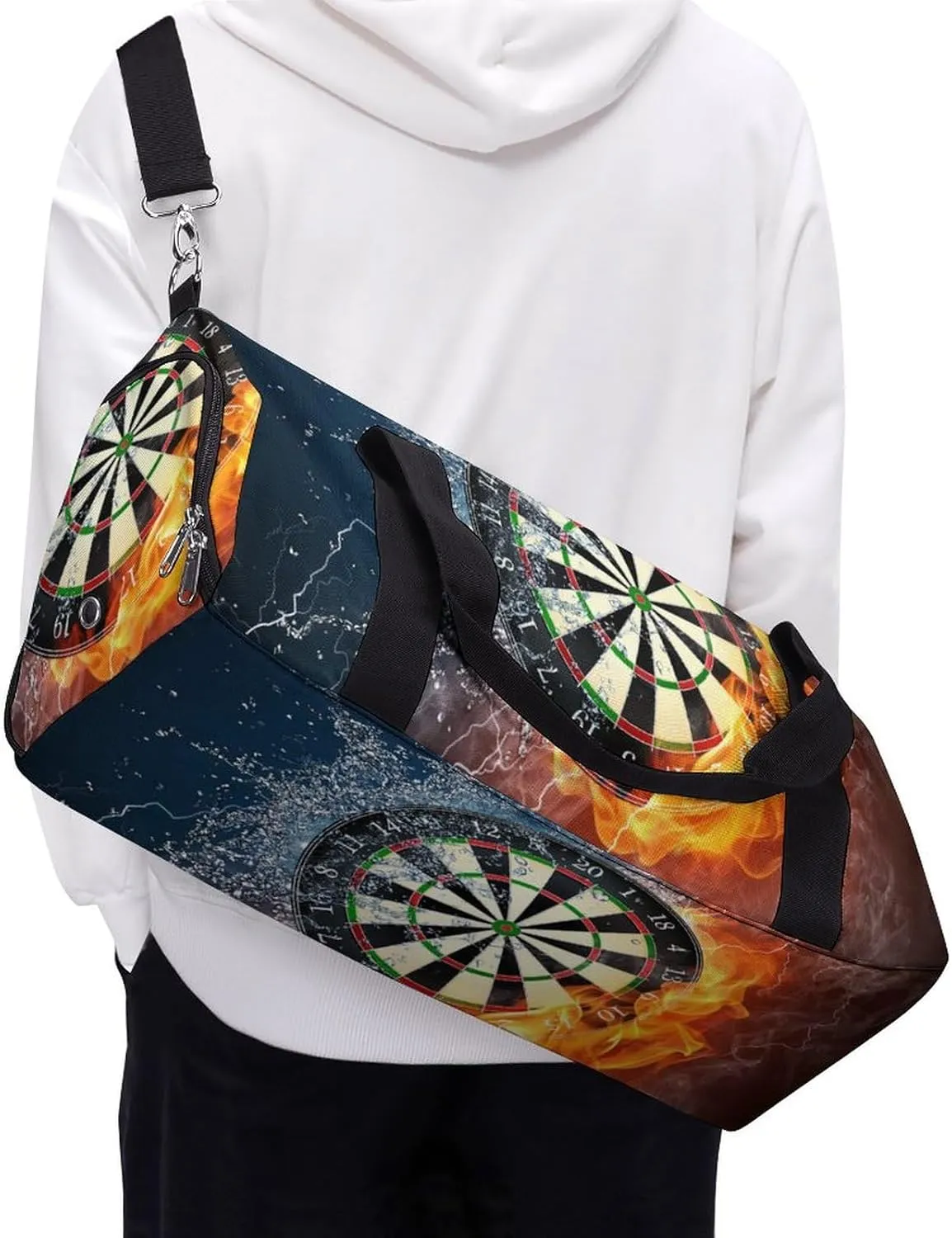 Dart Board Target Ice Fire Art A Fitness Bag with Large Storage Space Is Suitable for Portable Outdoor Use