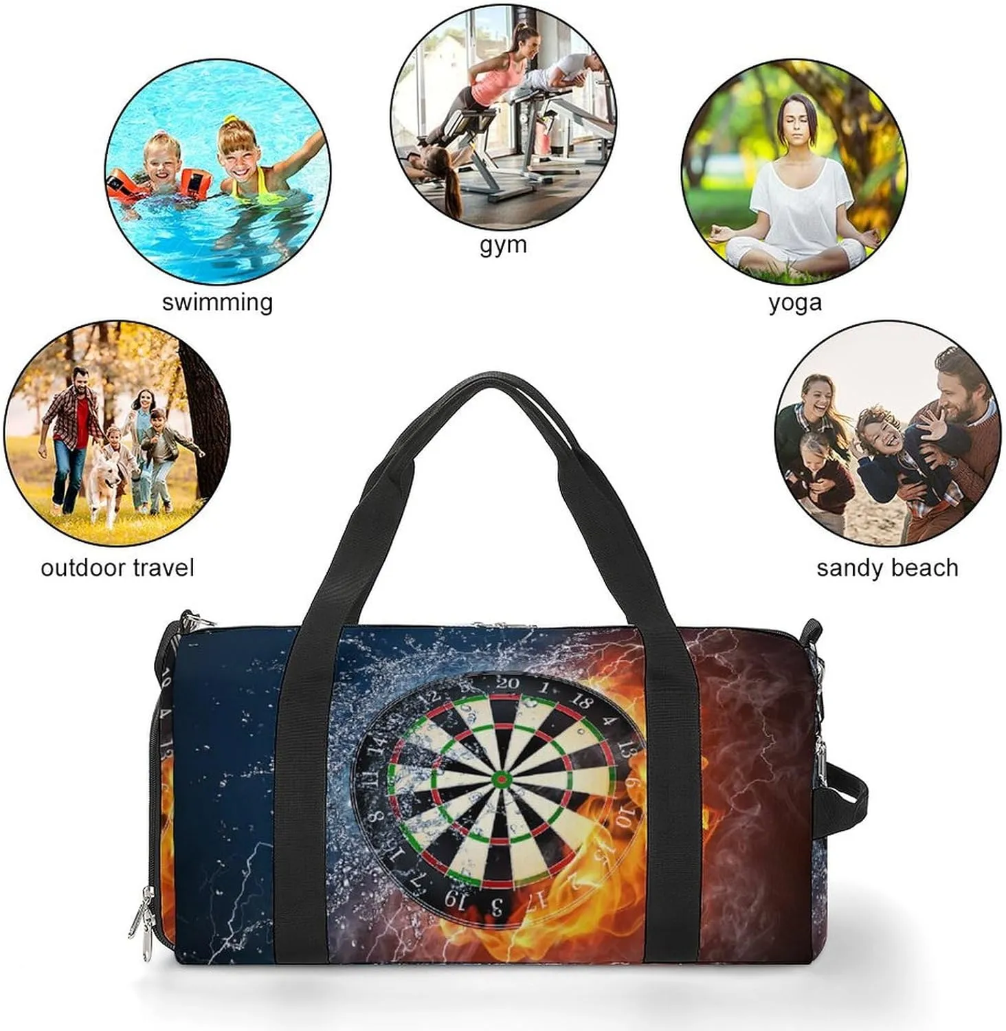 Dart Board Target Ice Fire Art A Fitness Bag with Large Storage Space Is Suitable for Portable Outdoor Use