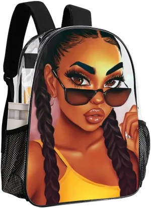 Daypack Backpack Anti-Theft Multipurpose Big Capacity Bookbag - Abstract Fashion Black Women Art African American Women Art Business Computer Bag Transparent Bag