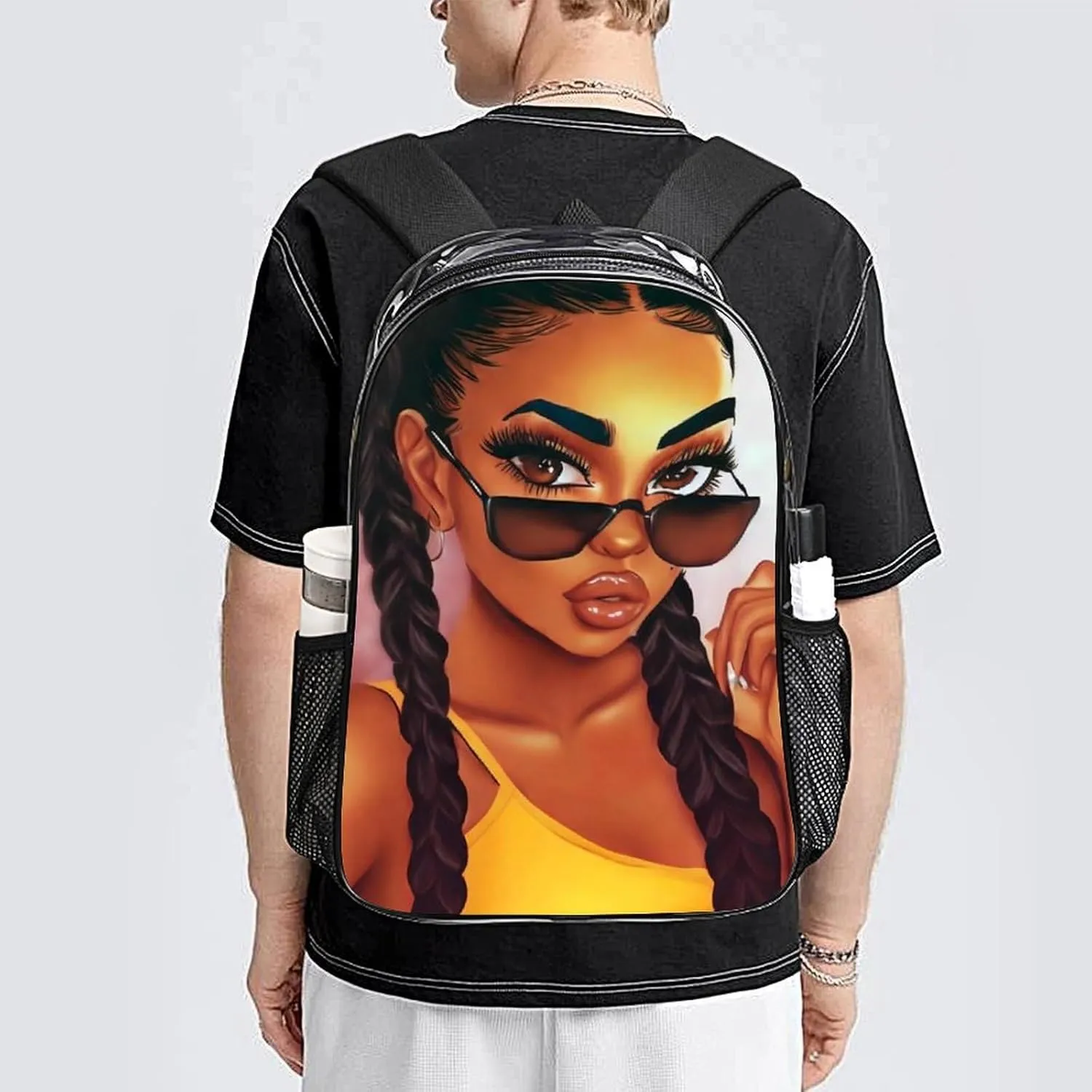 Daypack Backpack Anti-Theft Multipurpose Big Capacity Bookbag - Abstract Fashion Black Women Art African American Women Art Business Computer Bag Transparent Bag