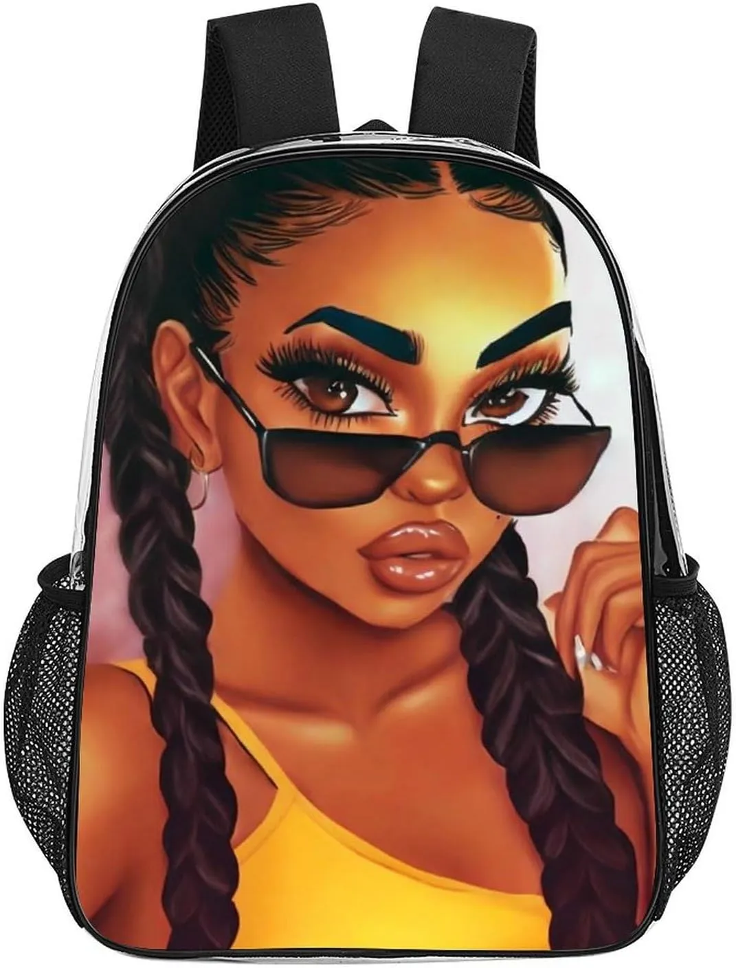Daypack Backpack Anti-Theft Multipurpose Big Capacity Bookbag - Abstract Fashion Black Women Art African American Women Art Business Computer Bag Transparent Bag