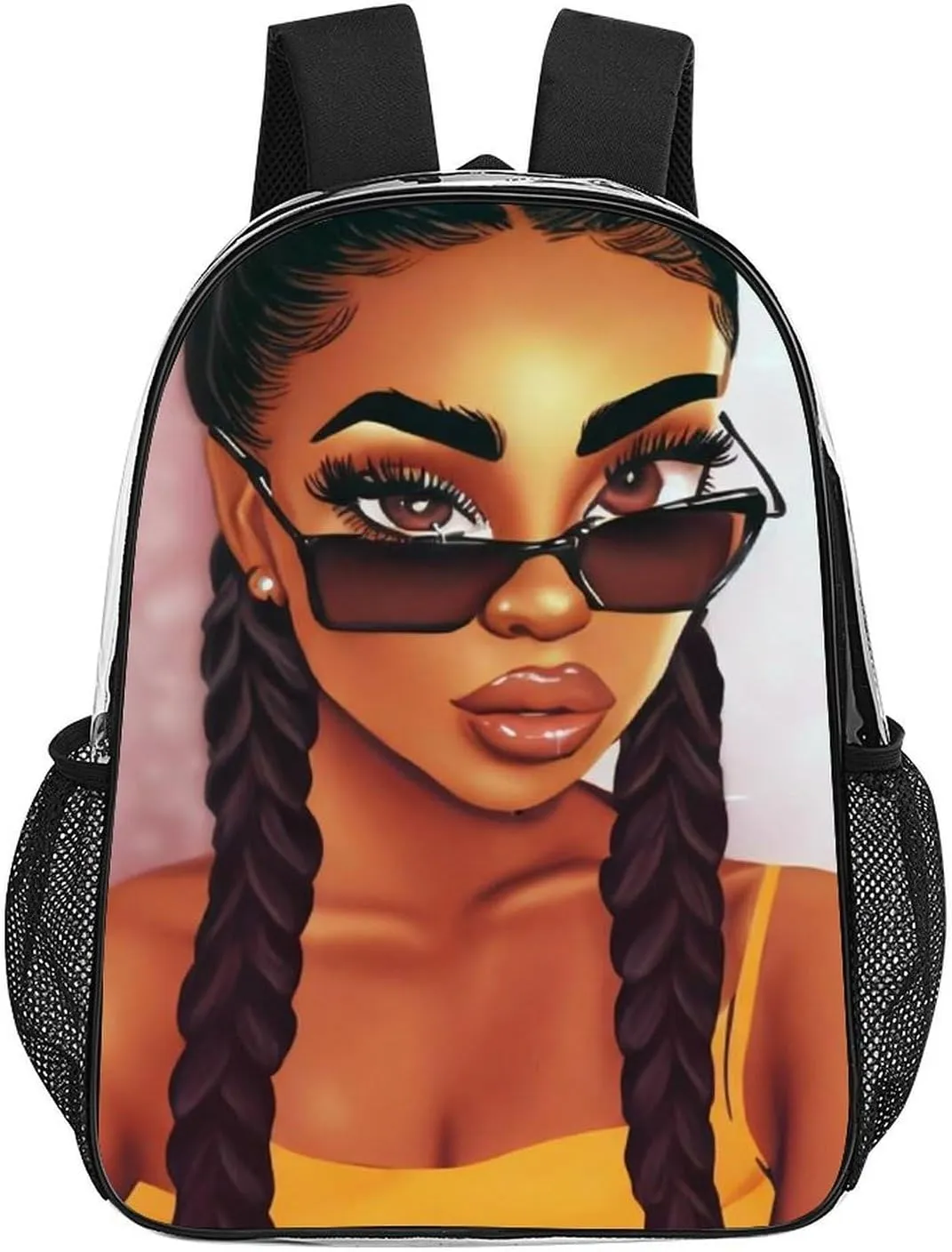 Daypack Backpack Multipurpose Anti-Theft Large Capacity Bookbag - Abstract Fashion Black Women Art African American Women Art Travel Hiking & Camping Rucksack Transparent Bag