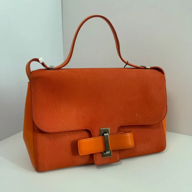 Delvaux Brilliant Crossbody Suede Leather Bag in Orange