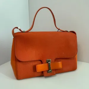 Delvaux Brilliant Crossbody Suede Leather Bag in Orange