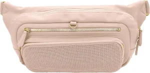 Designer Park Company - Single Rider Belt Bag, Leather, Crossbody Bag for Women, w/Adjustable Strap, and Locking Pins, Fanny Pack for Women, Sling Bag, for Theme Park, Travel Essentials - Blushed