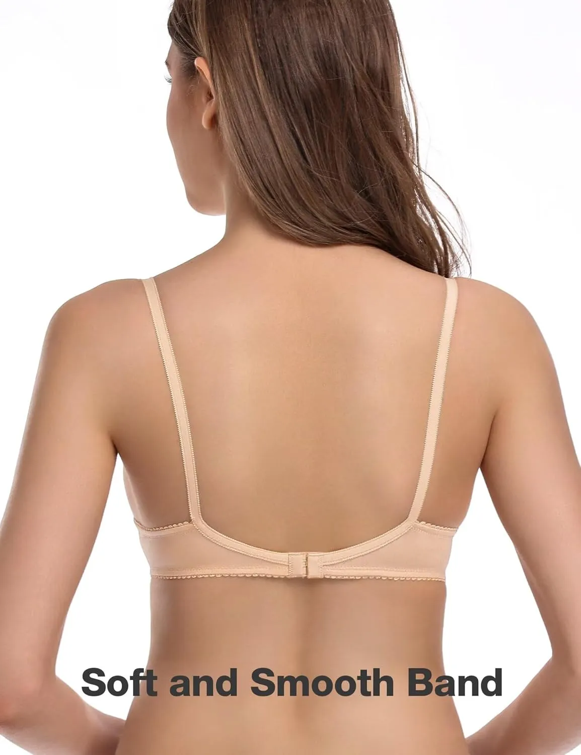 Deyllo Women's Sexy Lace Balconette Bra See Through Demi Unlined Bras Mesh Sheer Underwire