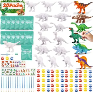 Dinosaur Party Favors Painting Kit for Kids Goodie Bags, 20 Mystery Bag Dinosaur Arts and Crafts for Stocking Stuffers Pinata Filler, Christmas Birthday Gifts for Boys Girls,Treasure Box Prizes Toys
