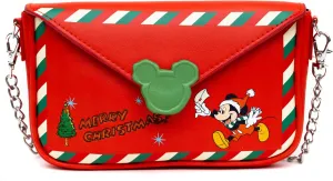 Disney Bag, Crossbody, Mickey Mouse Holiday Christmas Letter to Santa, Red, Vegan Leather