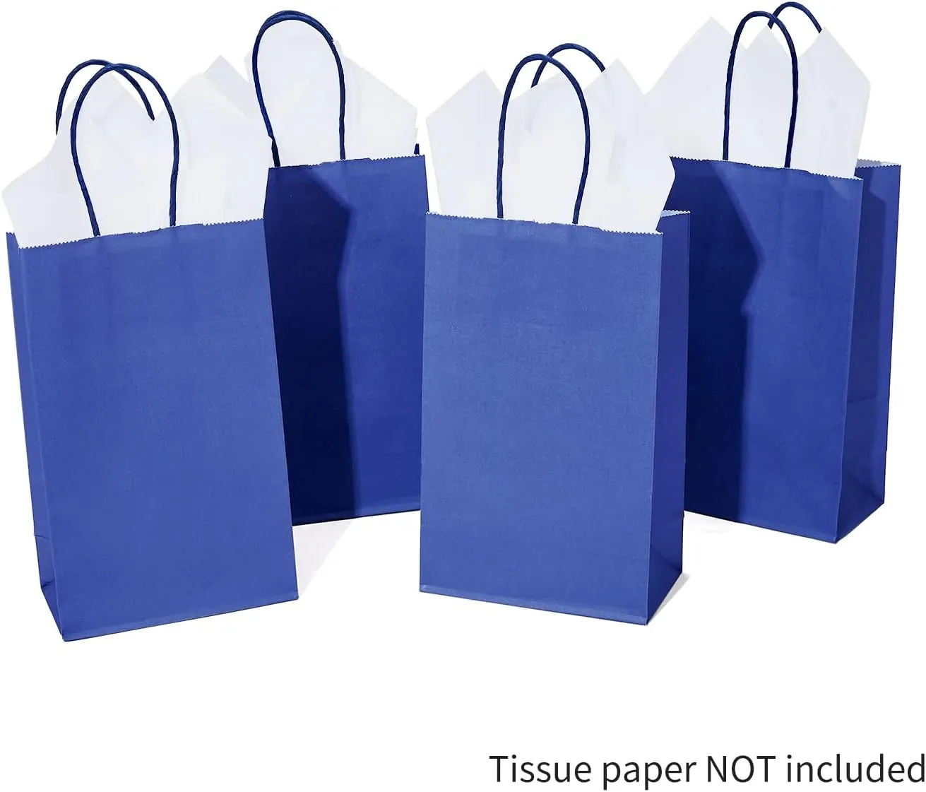 DjinnGlory 100 Pack Small Navy Paper Gift Bags with Handles (Nautic Blue) 9x5.5x3.15 Inch for Boutiques, Weddings, Graduations, Men's Birthdays, Kid's Party Favors