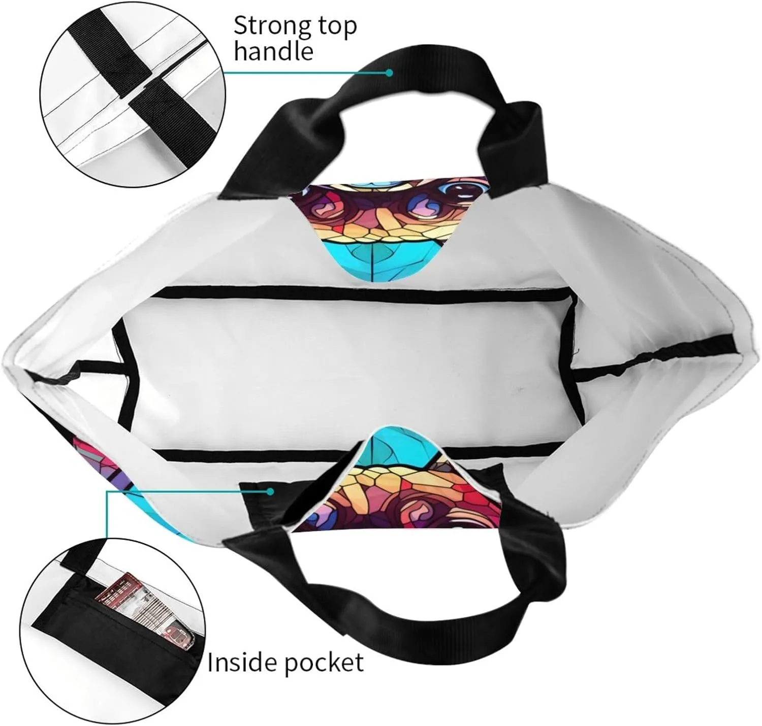 Dog Breed Glass Art Women Shoulder Handbags Reusable Large Capacity Casual Tote Bag