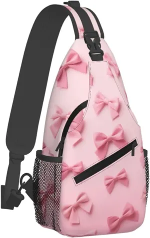 Dog Paw Sling Bag for Women Men Chicken Crossbody Bags Sunflower Chest Bag Gothic Skull Daypack Shoulder Bag Backpack (bow)