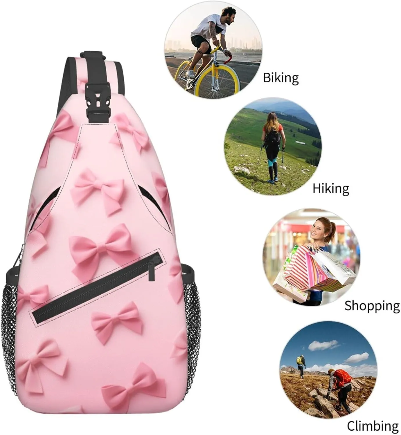 Dog Paw Sling Bag for Women Men Chicken Crossbody Bags Sunflower Chest Bag Gothic Skull Daypack Shoulder Bag Backpack (bow)