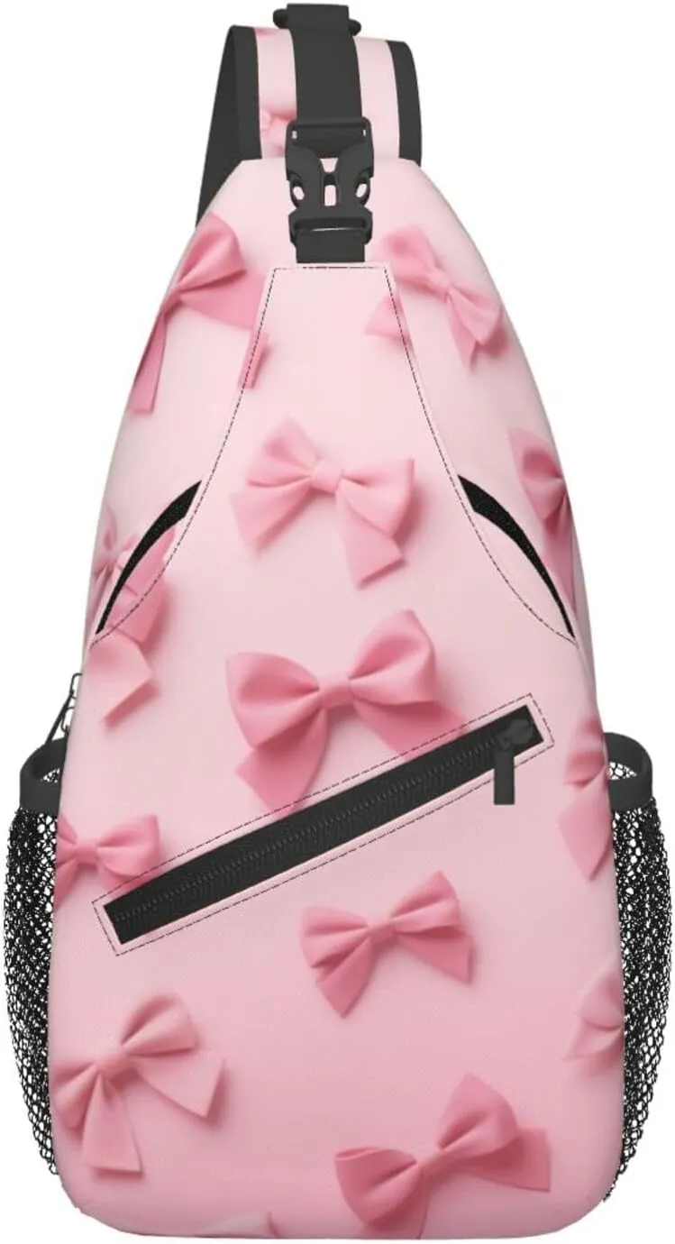 Dog Paw Sling Bag for Women Men Chicken Crossbody Bags Sunflower Chest Bag Gothic Skull Daypack Shoulder Bag Backpack (bow)