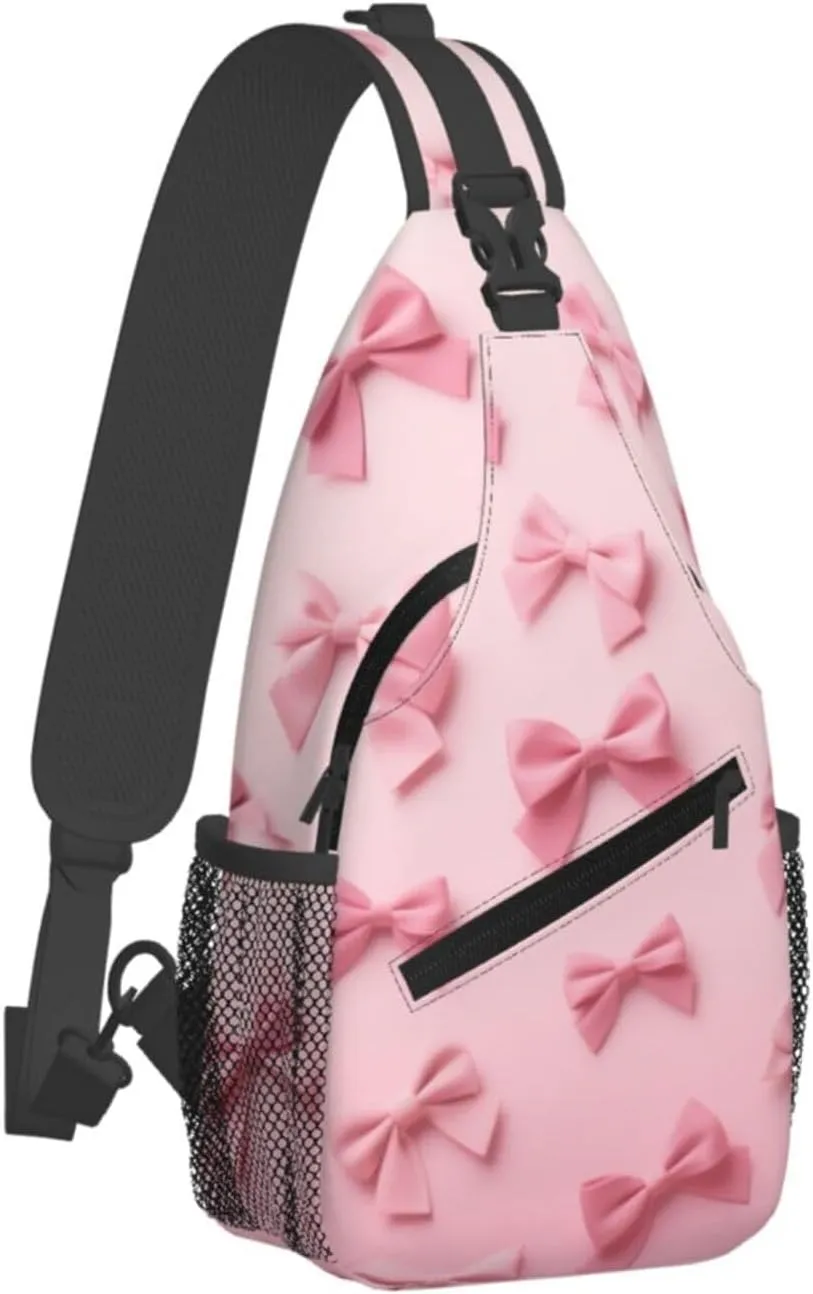Dog Paw Sling Bag for Women Men Chicken Crossbody Bags Sunflower Chest Bag Gothic Skull Daypack Shoulder Bag Backpack (bow)