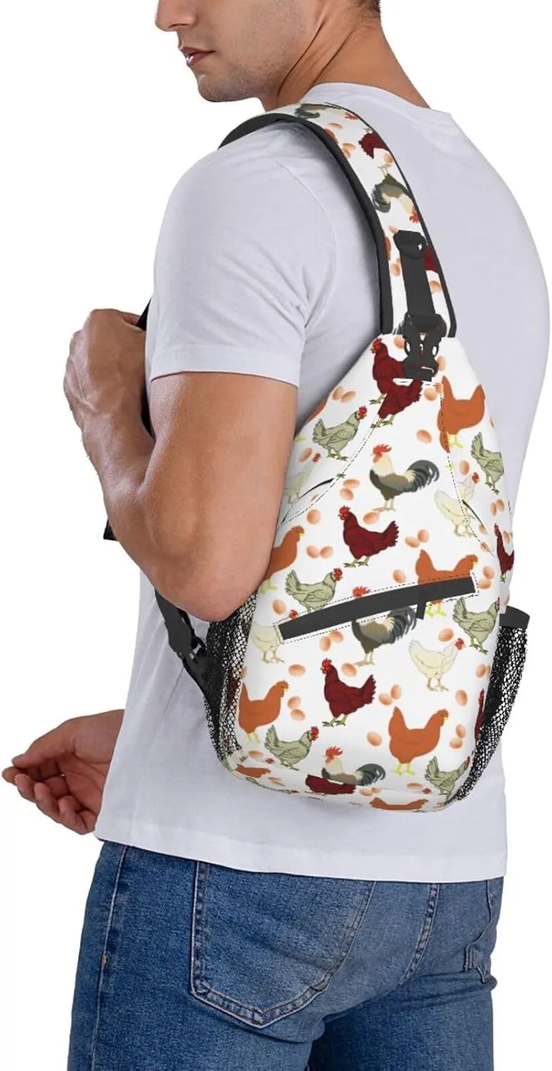 Dog Paw Sling Bag for Women Men Chicken Crossbody Bags Sunflower Chest Bag Gothic Skull Daypack Shoulder Bag Backpack (chicken)