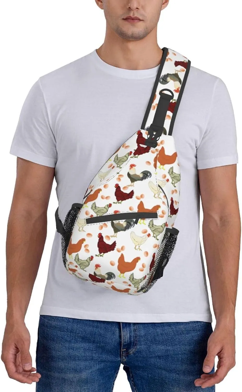 Dog Paw Sling Bag for Women Men Chicken Crossbody Bags Sunflower Chest Bag Gothic Skull Daypack Shoulder Bag Backpack (chicken)