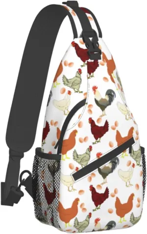 Dog Paw Sling Bag for Women Men Chicken Crossbody Bags Sunflower Chest Bag Gothic Skull Daypack Shoulder Bag Backpack (chicken)