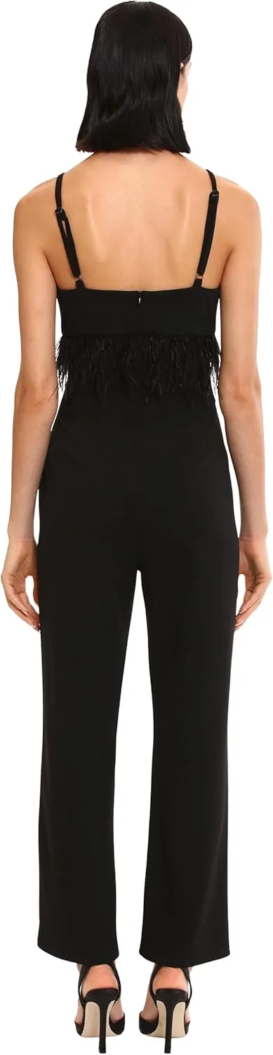 Donna Morgan womens Feather Detail Jumpsuit Event Occasion Party Date Night Out Guest of