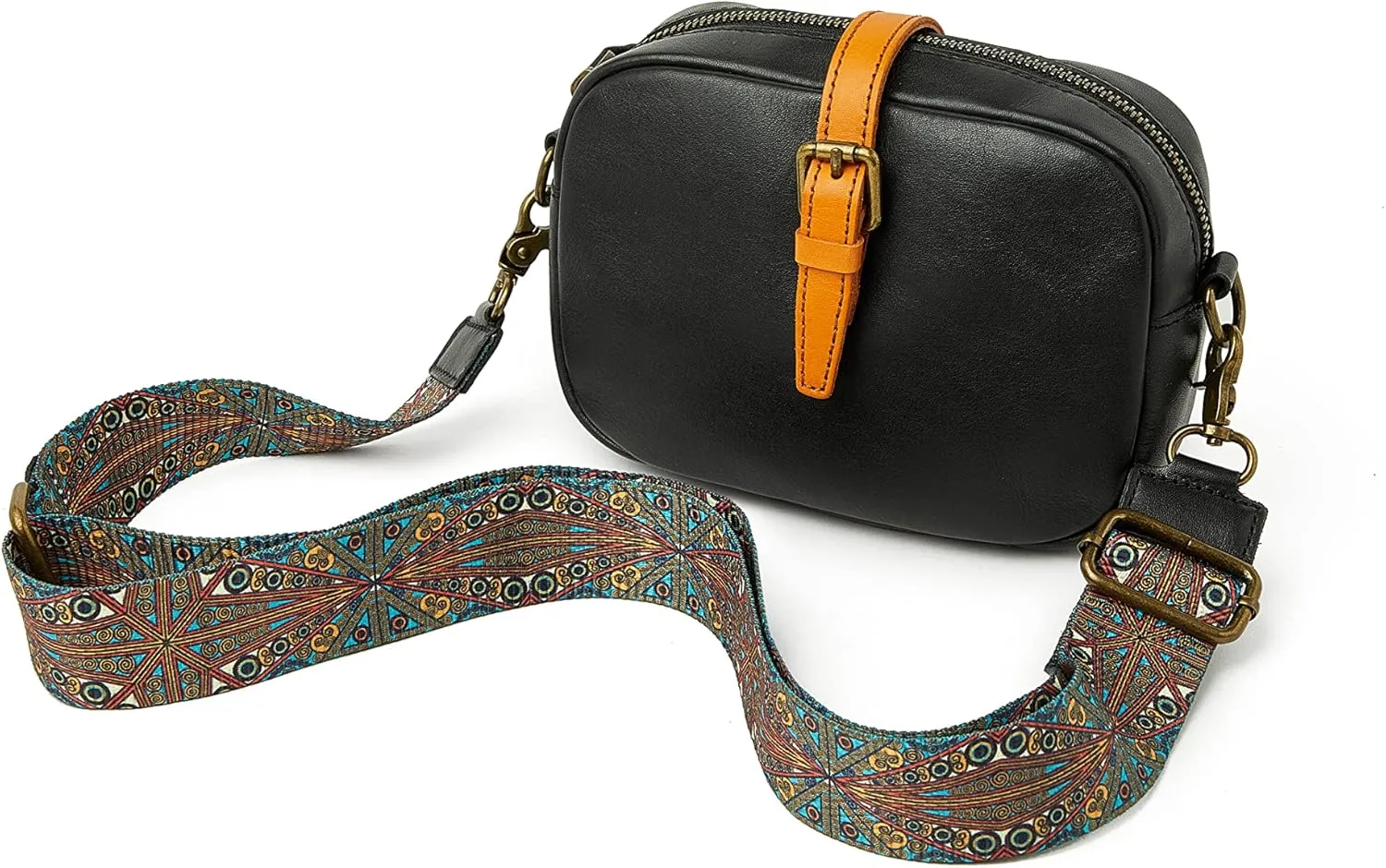 DORIS&JACKY Leather Crossbody Bag For Women Small Soft Triple Zipper Shoulder Handbags With Adjustable Strap…