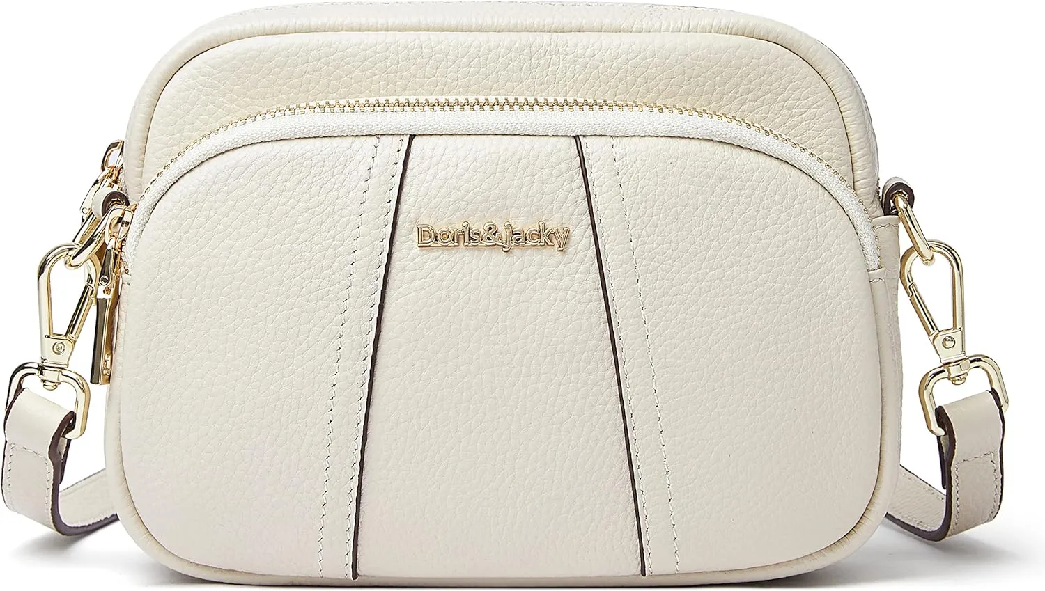 DORIS&JACKY Leather Crossbody Bag For Women Small Soft Triple Zipper Shoulder Handbags With Adjustable Strap…