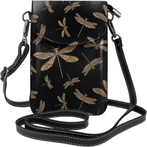Dragonfly Specimens Small Crossbody Bags for Women Travel Cell Phone Pouch PU Leather Cross Body Bag Adjustable Shoulder Strap Phone Purses Lightweight Wallet Purse with Credit Card Slots