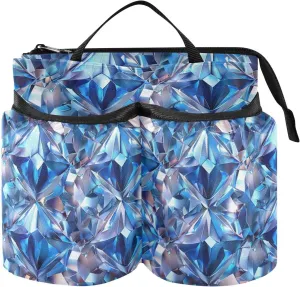 Drink Holder for Suitcase Hands Free Fake Luxury Blue Transparent Crystal Travel Carry-on Accessories Hold Two Coffee Mugs for Attendant Must Haves