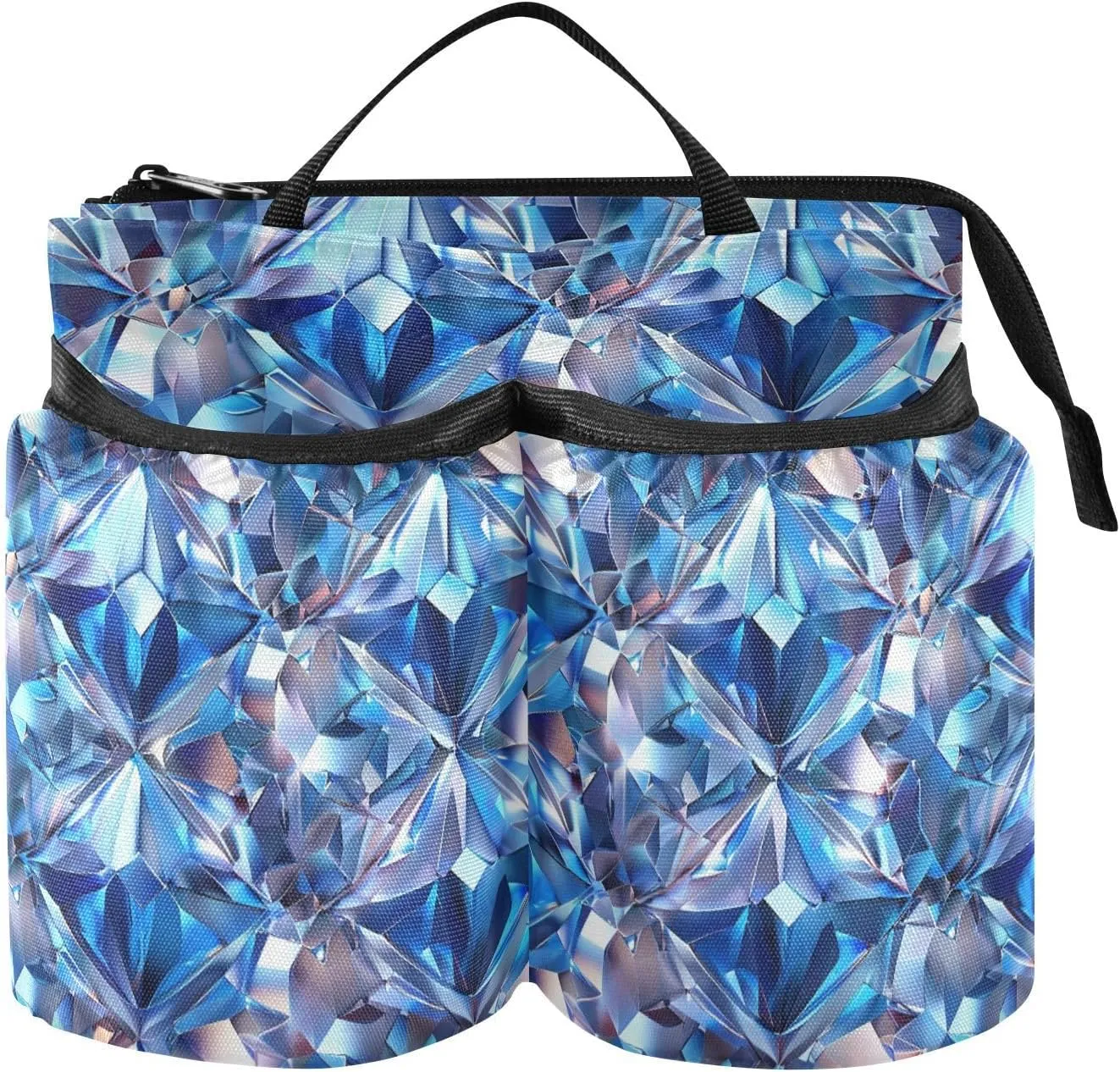 Drink Holder for Suitcase Hands Free Fake Luxury Blue Transparent Crystal Travel Carry-on Accessories Hold Two Coffee Mugs for Attendant Must Haves