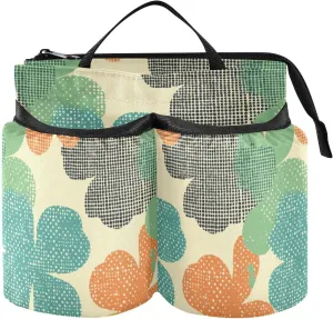 Drink Holder Travel Upgraded Four Leaf Clovers Simple Travel Drink Bag with Strap Two Cup Holder for Airplane Travelers