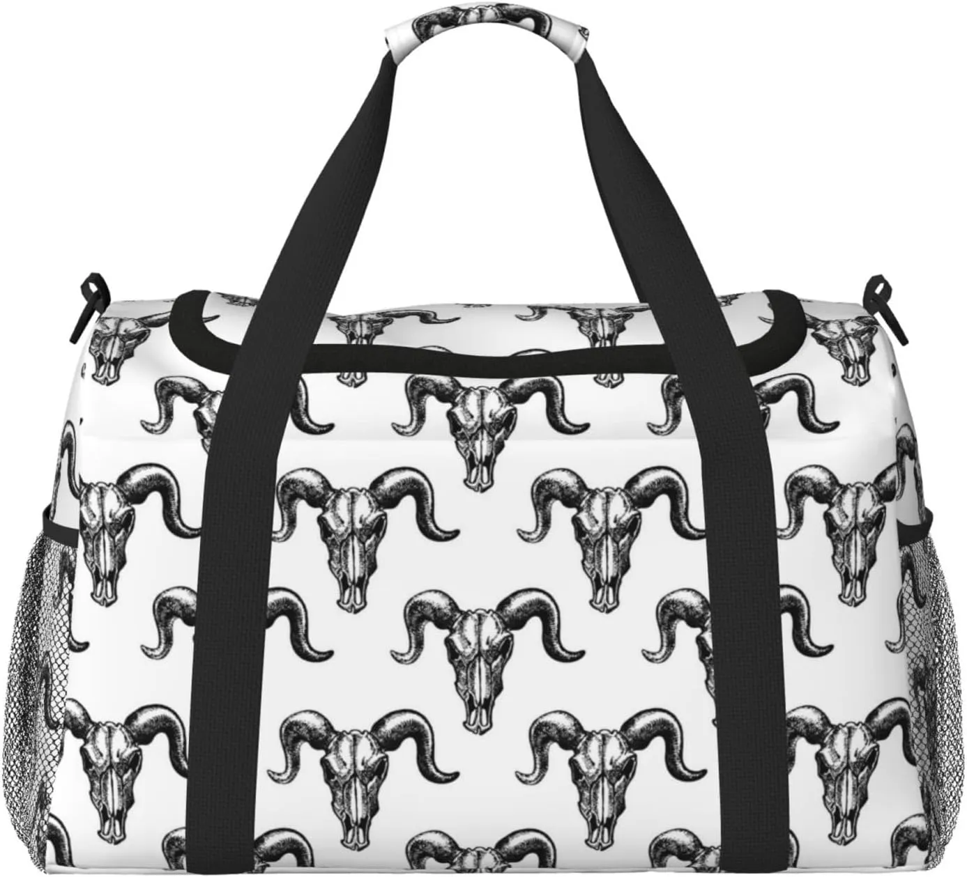 Duffle Bag for Travel, Sketch Cool Goat Skull Weekender Overnight Duffel Bag, Carry On Bag Gym Bag for Women Men, Personal Item Travel Bag