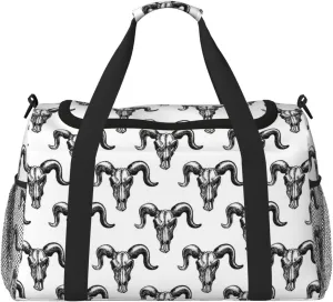 Duffle Bag for Travel, Sketch Cool Goat Skull Weekender Overnight Duffel Bag, Carry On Bag Gym Bag for Women Men, Personal Item Travel Bag