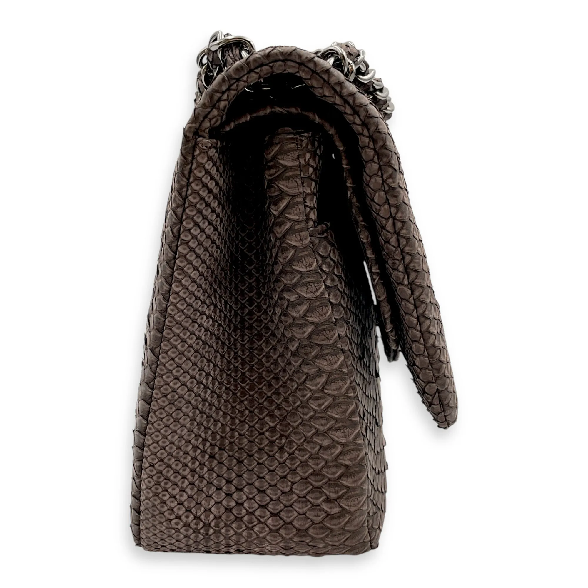 Early-bird special Jumbo Brown (DF) Popular choice Bag Python Dark Palladium Leather, Classic Chanel Shoulder hardware in