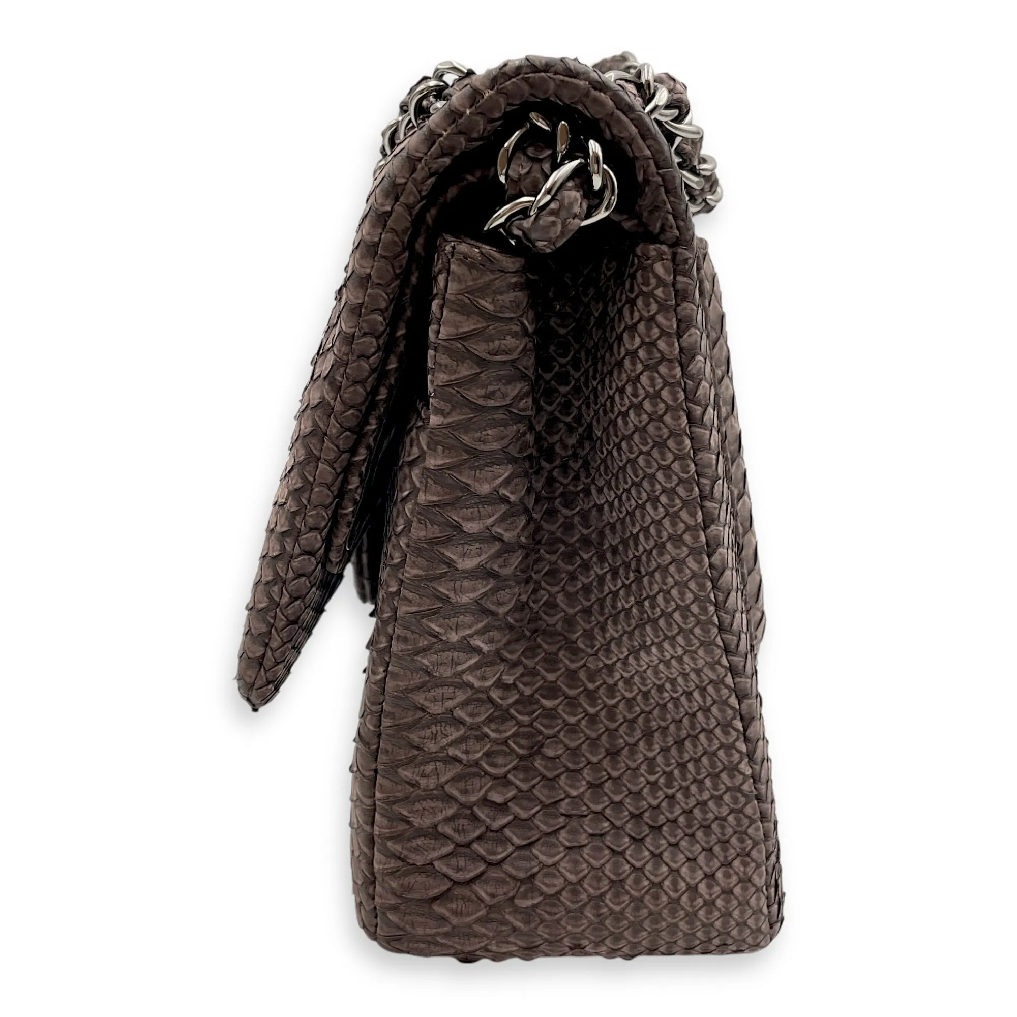 Early-bird special Jumbo Brown (DF) Popular choice Bag Python Dark Palladium Leather, Classic Chanel Shoulder hardware in