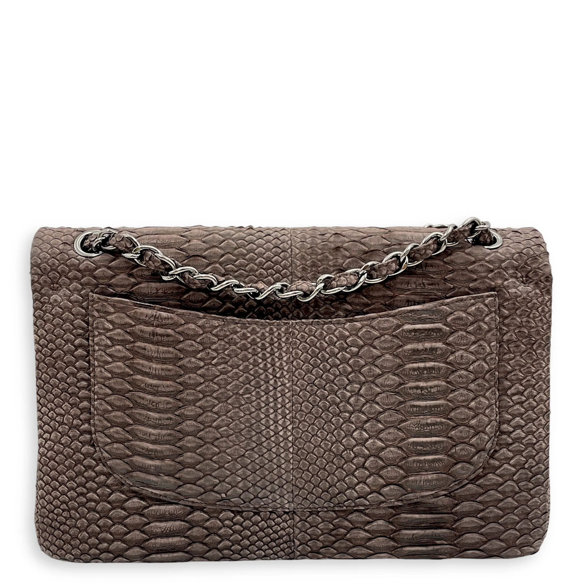 Early-bird special Jumbo Brown (DF) Popular choice Bag Python Dark Palladium Leather, Classic Chanel Shoulder hardware in