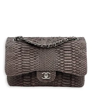 Early-bird special Jumbo Brown (DF) Popular choice Bag Python Dark Palladium Leather, Classic Chanel Shoulder hardware in