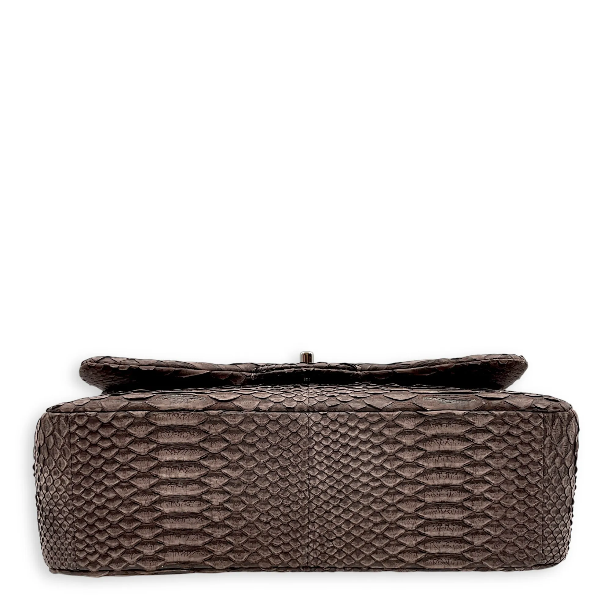 Early-bird special Jumbo Brown (DF) Popular choice Bag Python Dark Palladium Leather, Classic Chanel Shoulder hardware in