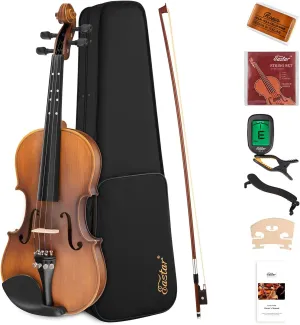 Eastar 4/4 Full Size Violin Set Matte Fiddle for Beginners Adults with Hard Case, Rosin, Shoulder Rest, Bow, Tuner and Extra Strings (Imprinted Finger Guide on Fingerboard)，EVA-3