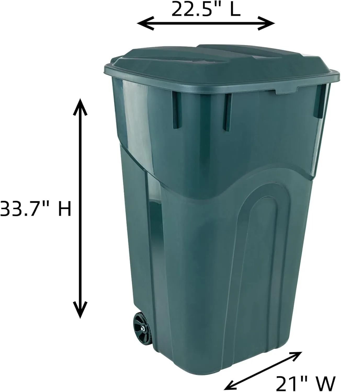 ECOSolution 32 Gallon Wheeled Outdoor Garbage Can with Attached Snap Lock Lid and Heavy-Duty Handles, ECO Green, Heavy-Duty Construction, Perfect Back Yard, Deck, or Garage Trash Can, Pack of 2