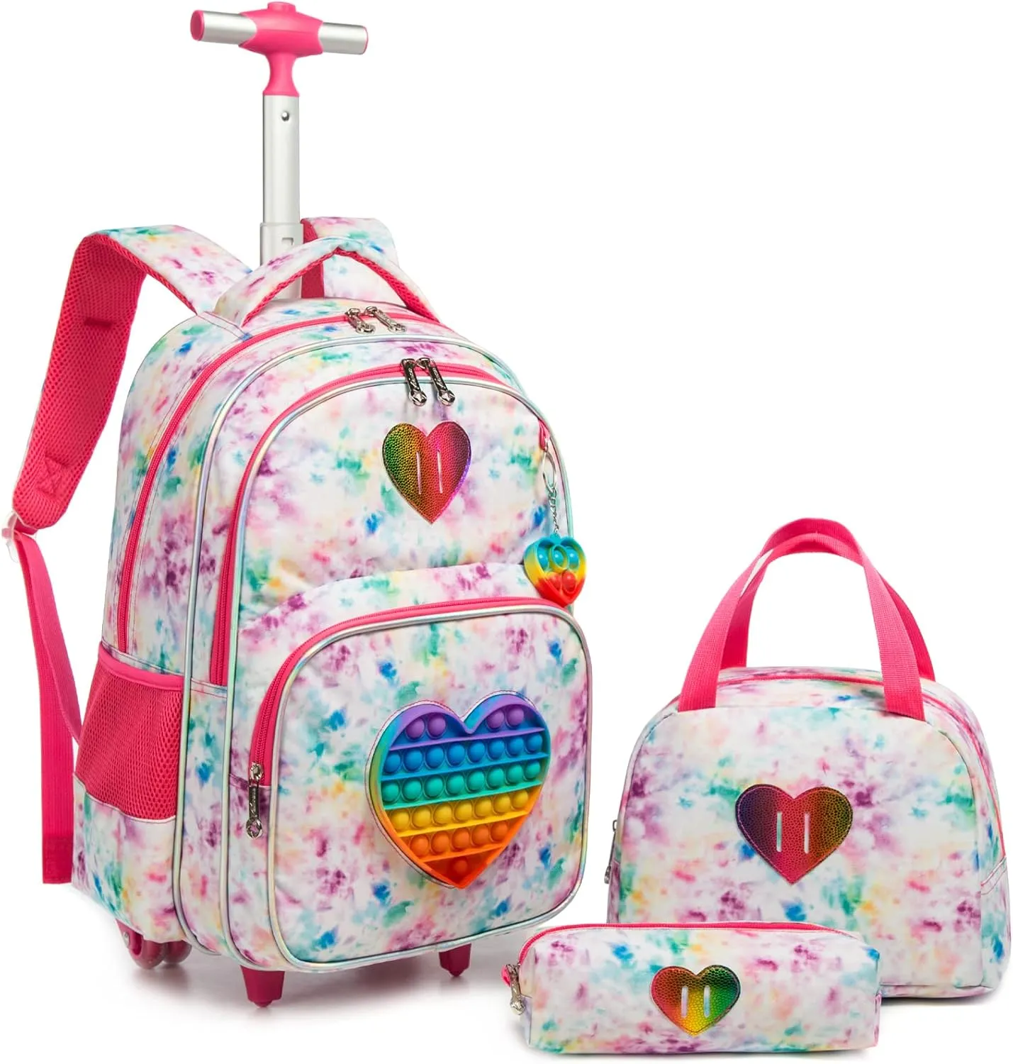 Egchescebo School Kids Rolling Backpack for Girls With Wheels Trolley Wheeled Backpack