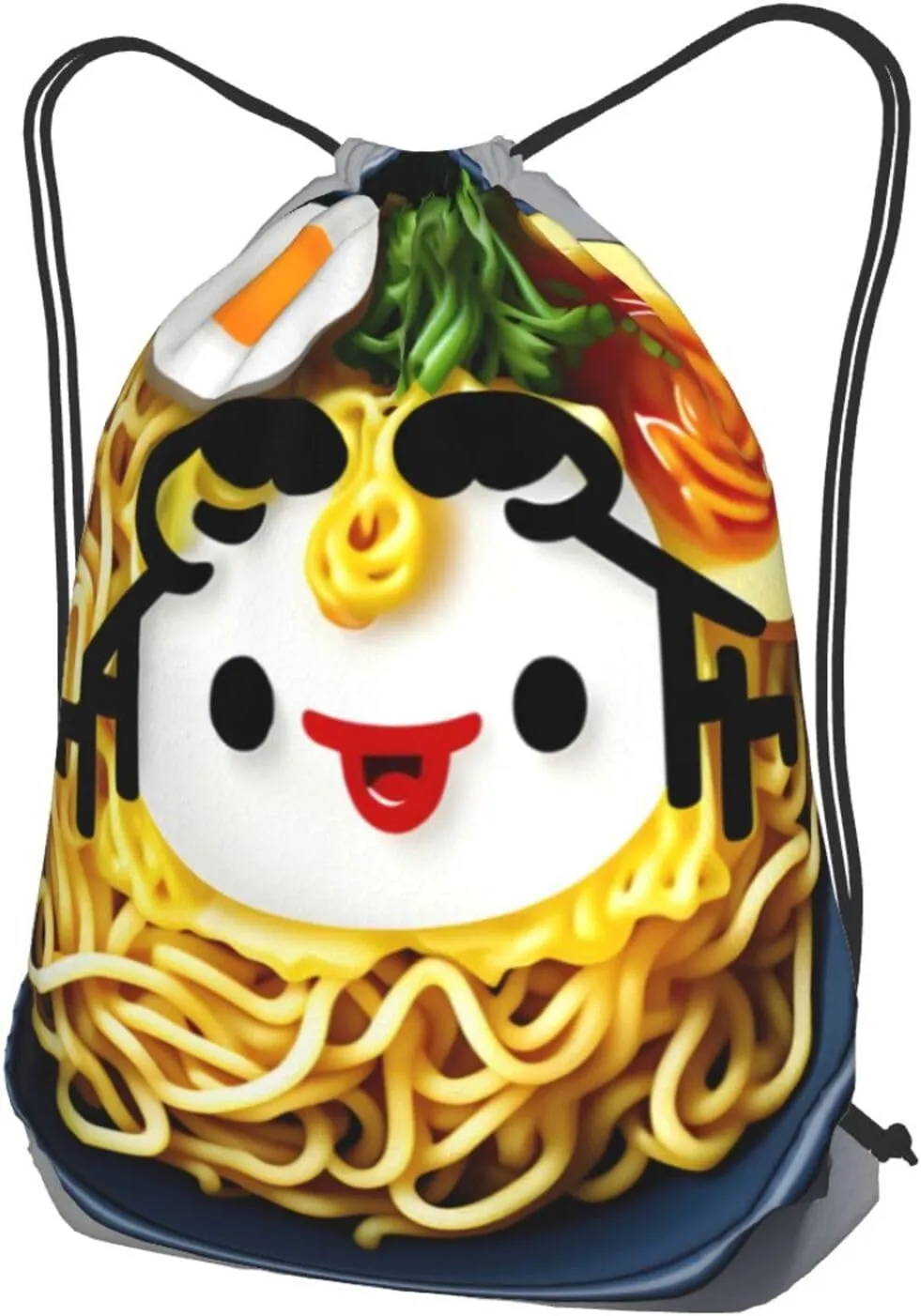 Egg Cup Noodle Ramen Drawstring Cinch Backpack Polyester Sack Pack String Bag For Hiking Camping Adventure