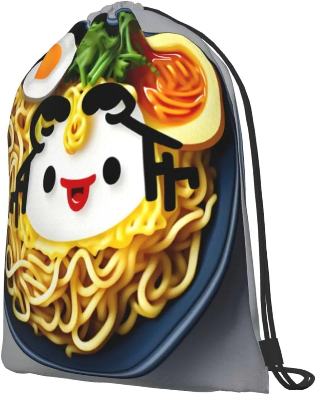 Egg Cup Noodle Ramen Drawstring Cinch Backpack Polyester Sack Pack String Bag For Hiking Camping Adventure