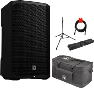 Electro-Voice EVERSE 12 Battery-Powered Loudspeaker with Bluetooth Audio Bundle Padded Duffle Bag, SS-47S Speaker Stand with Tripod Base, 51" Stand Bag, and 20-Inch XLR-XLR Cable