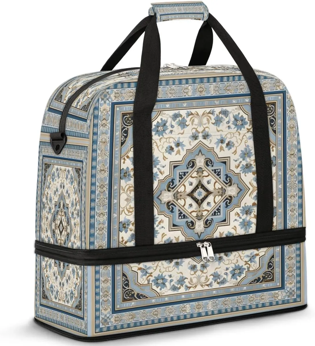 Elegant Tile Art Travel Duffel Bag, Travel Essentials, Gym Bag for Women, Weekender Overnight Bag With Shoes Compartment, Carry On Bags for Airplanes
