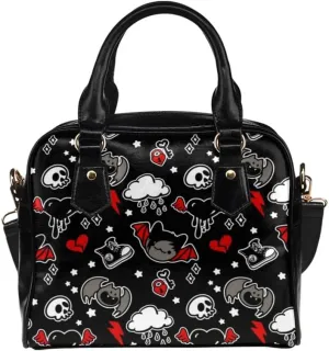 Emo Purse, Emo Skull Handbag, Scene Accessories, Alternative Style, Mall Goth, Crossbody Bag, Vegan Leather…